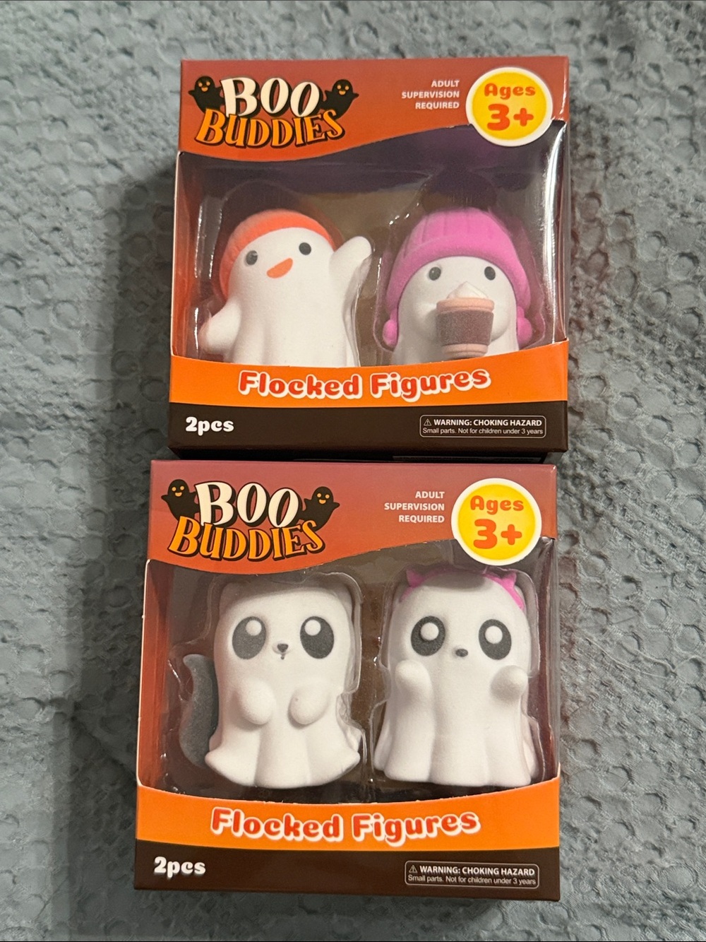 Boo Buddies Halloween ghosts flocked figures collectibles